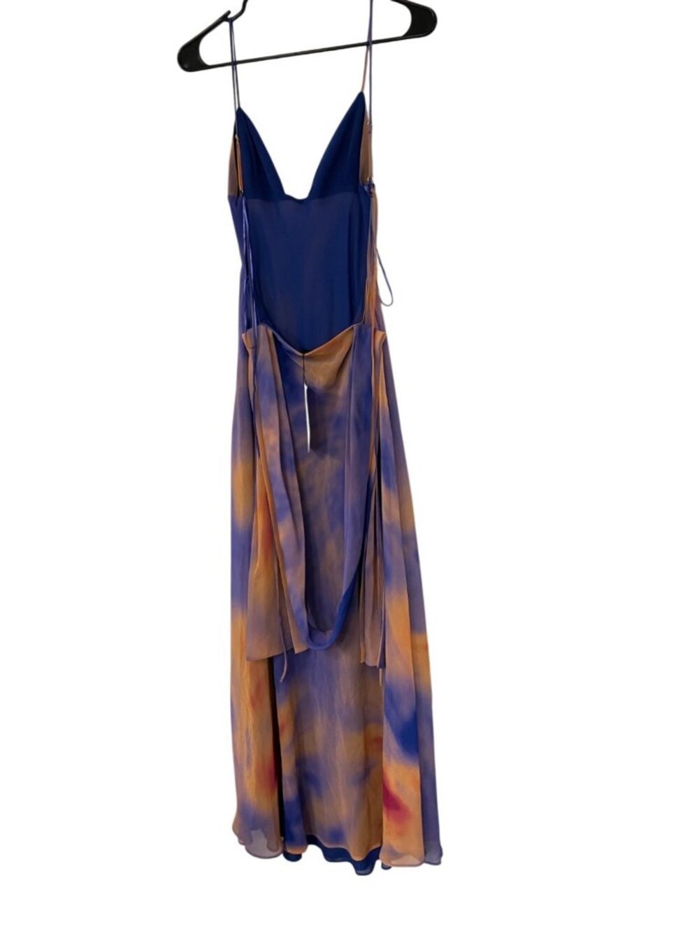 Zara Women Printed Long Dress Size XS Orange Blue Tie-Dye Open Back 8221/119 NWT - Picture 6 of 14